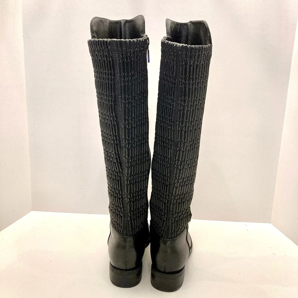 Blondo Boots‎ Womens 6 Black Leather Water Resistant Tall Riding Elastic Back